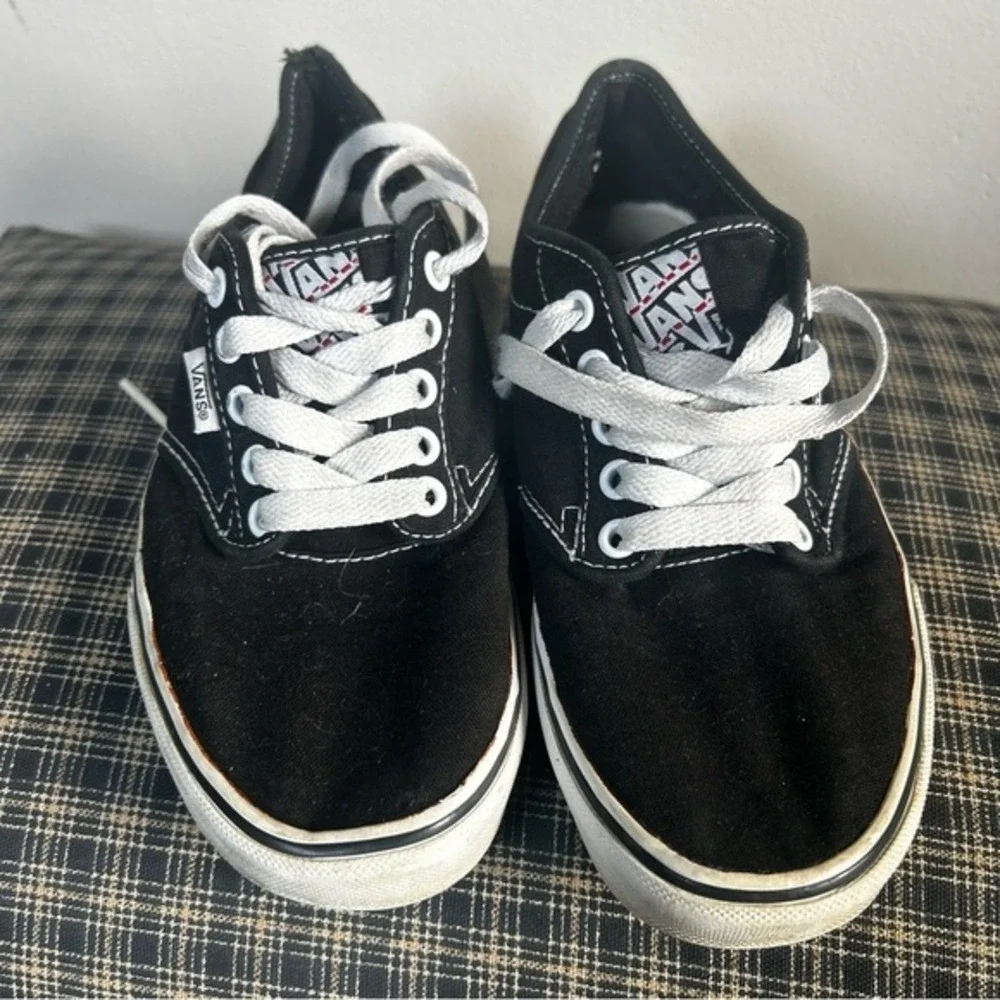 Vans Low Top Canvas Sneakers Black White Lace Up Skater Shoes Women US 7